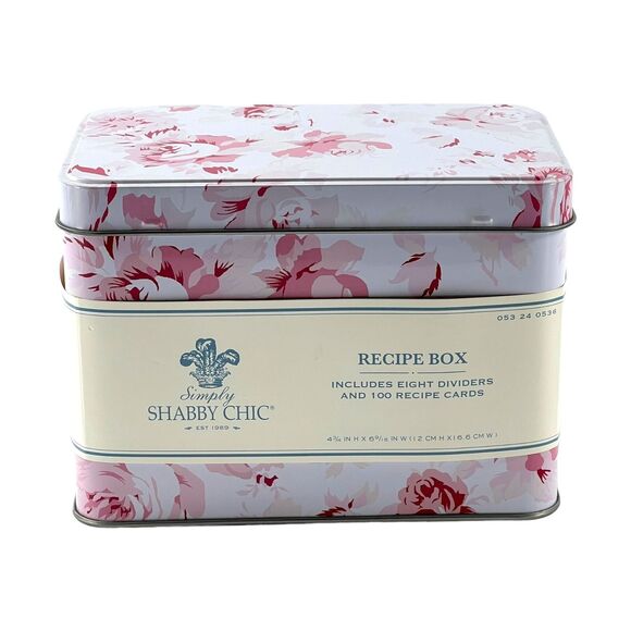 Simply Shabby Chic Recipe Box Complete Unused Pink Flowers Dividers Cards Target - Picture 1 of 9